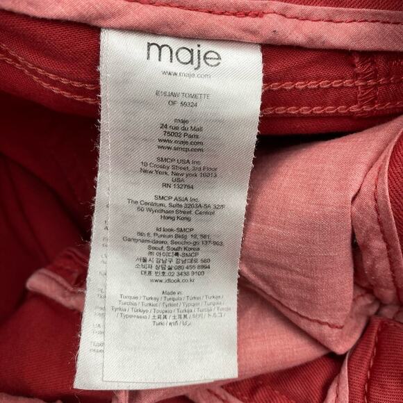 MAJE Broder Tomette Skinny Jean Sz XS Washed Red Pink - Picture 7 of 8